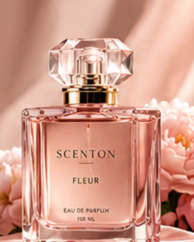 Scenton Fleur eau de parfum, 100 ml, rose glass bottle with a faceted cap